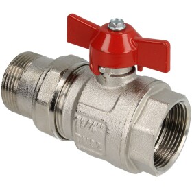 Brass ball valve 11/4&quot; IT/ET with wing handle red,...