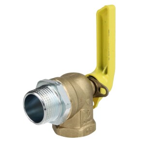 Ball valve for gas meters angle form for twin-tube meter 1"