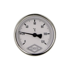 Thermomètre à cadran bimétallique 0-120°C capteur 63 mm avec boîtier 80 mm