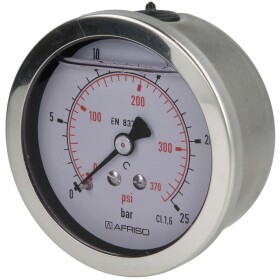 Glycerine pressure gauge 1/4&quot; axial