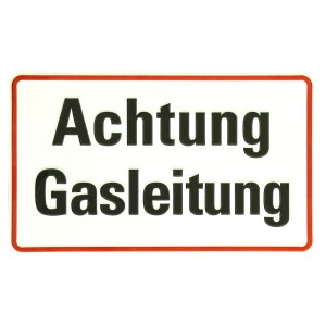 Panneau "Achtung ! Gasleitung !" 120 x 120 mm, alu, 380