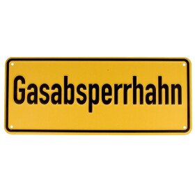 Hinweisschild Gasabsperrhahn 100 x 200, Aluminium