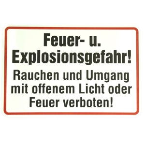 Panneau "Feuer-u. Explosionsgefahr!" 200 x 300, aluminium