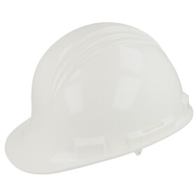Safety helmet white with retention pin system with drip...