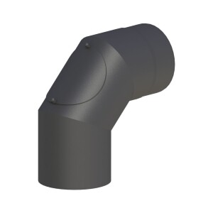 Elbow 90° stove pipe Ø 120 mm with clean-out opening black