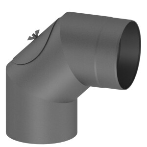 Coude pivotant Ø 120 mm pour tuyau de poêle 0-90° avec porte fonte grise