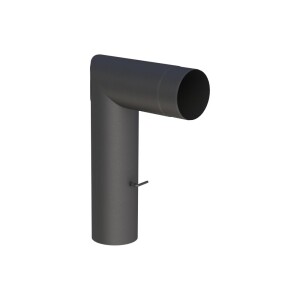Knee-type stove pipe Ø 150 x 300 mm with throttle flap and door black