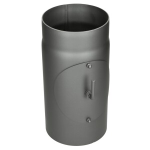 Stove pipe Ø 130 mm 300 mm with throttle flap and door cast-grey