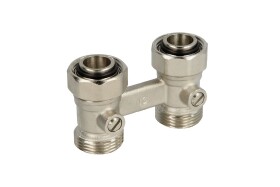 Bi-tube valve block, straight 3/4&quot; IT x 3/4&quot; eurocone