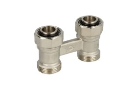 Bi-tube valve block, straight 3/4&quot; IT x 3/4&quot; eurocone