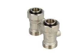 Bi-tube valve block, straight 3/4&quot; IT x 3/4&quot; eurocone