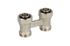 Bi-tube valve block, straight 3/4&quot; IT x 3/4&quot; eurocone