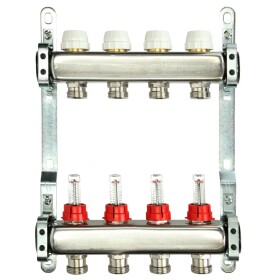 Répartiteur chauffage sol 4 circuits acier inoxydable