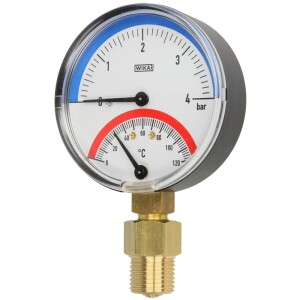 Thermal pressure gauge 0-2.5-4 bar 20-120° C 80 mm axial ½"