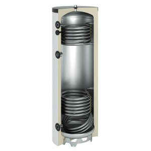 OEG Buffer storage tank 300 litres with 2 smooth pipe heat exchangers