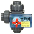 Three-way ball valve Solar PVC &Oslash; 50 mm with electric actuator 230 V