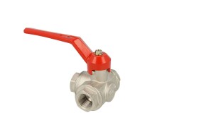 Three-way socket ball valve PN 16, L bore, R 1/4"