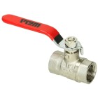 Brass DIN ball valve 1 1/2&quot; IT/IT, PN 40 with steel lever red