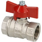 Brass ball valve 1/2&quot; IT/IT, DN 15 with wing handle, red, PN 25, MS 48