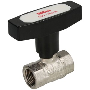 Brass ball valve 1/2" IT/IT, DN 15 with ISO-T handle, red, PN 25, MS 58