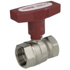 Brass ball valve 1&quot; IT/IT, DN 25 with ISO-T handle, red, PN 25, MS 58