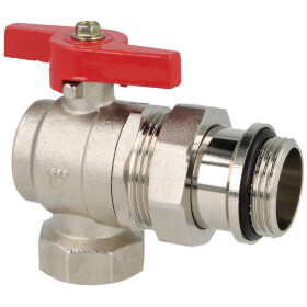 Brass angle ball valve 3/4" I x 1" ET with wing...