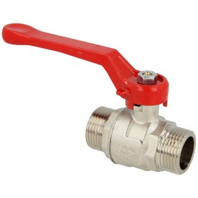 Brass ball valve1 1/4&quot; ET/ET with steel lever red,...