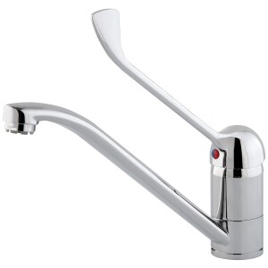 Single lever sink mixer Medi - chrome LOW PRESSURE, swivel spout