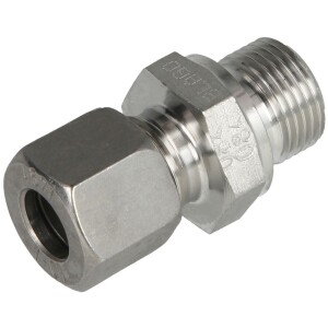 Stainless steel male stud coupling G3/8" cyl. x 10 mm incl. special seal