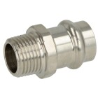 Stainless steel press fitting adapter piece, 15 mm I x &frac12;&quot; ET with V profile