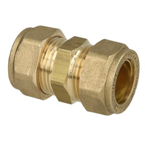 MS compression fitting straight both sides for pipe-Ø 18 mm brass