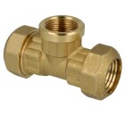Compression fitting for PE pipes with brass ring, T-piece 32 x 1&quot; IT x 32