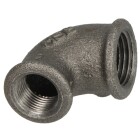 Malleable cast iron black elbow 90&deg; reducing 3/4 x 1/2 IT/IT