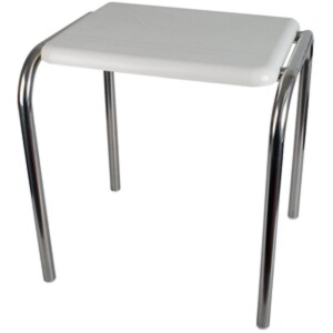 Tabouret de douche, inox, hauteur 500mm siège plastique,120kg,415x360mm,poli