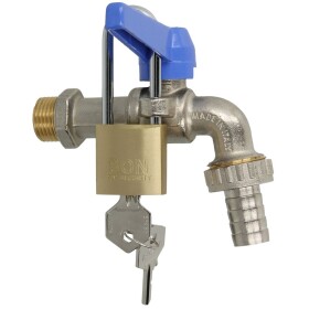Ball valve 1/2&quot;, blue handle nickel-plated brass,...