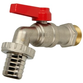 Ball tap valve 1&quot; nickel-plated brass, with hose con.