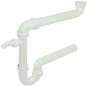 Space-saving drain trap 1 1/2&quot; w. conn. output...