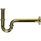 Tube siphon 1 1/4&quot; PLUS, noble brass 1 1/4&quot; x 32 mm with rosette 80 mm
