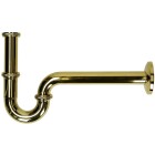 Tube siphon 1 1/4&quot; PLUS, gold-plated 1 1/4&quot; x 32 mm with rosette 80 mm