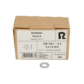 Rondelle &Oslash; 4,3 x 9 x 0,8 mm DIN 125, inox A 2