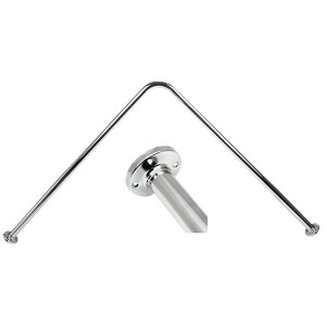 Angular shower curtain rail 800 x 800 mm chrome-plated brass, wall escutcheons