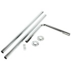 Angular shower curtain rail 700 x 1700mm chrome-plated brass, wall escutcheons