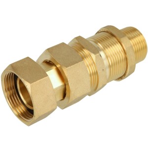 Water meter screw joint, brass input Qn 6 - 1 1/4 " ET x 1 1/4" IT