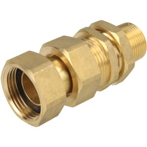 Water meter screw joint, brass output Qn 6 - 1" ET x 1 1/4" IT