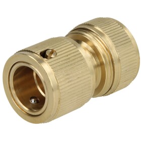 Hose connector 3/4&quot; with water stop, brass