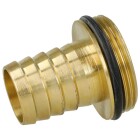 Brass hose tail (male) with bead 1 1/4&quot; thread x 1&quot; hose tail